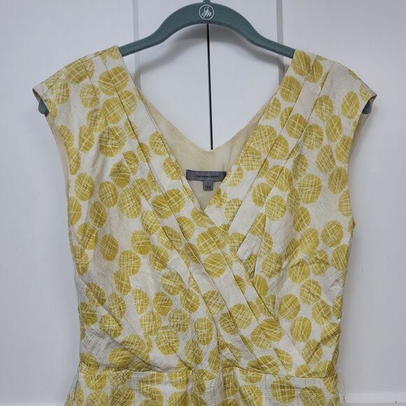 Classiques Entier Silk Blend Yellow Vneck Wrap Peplum Blouse, Small - Picture 3 of 7